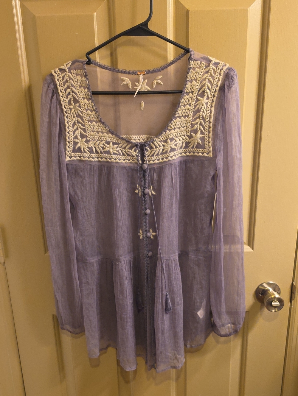 Free People One Night Victorian Ruffle Peasant Tunic Top